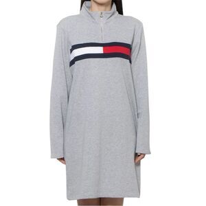 Tommy Hilfiger Gray Long Sleeve Dress with Colorblock Detail
